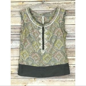 Floreat Silk Embroidered Geometric Blouse